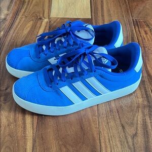 adidas Royal Blue Suede Sneakers with White Stripes